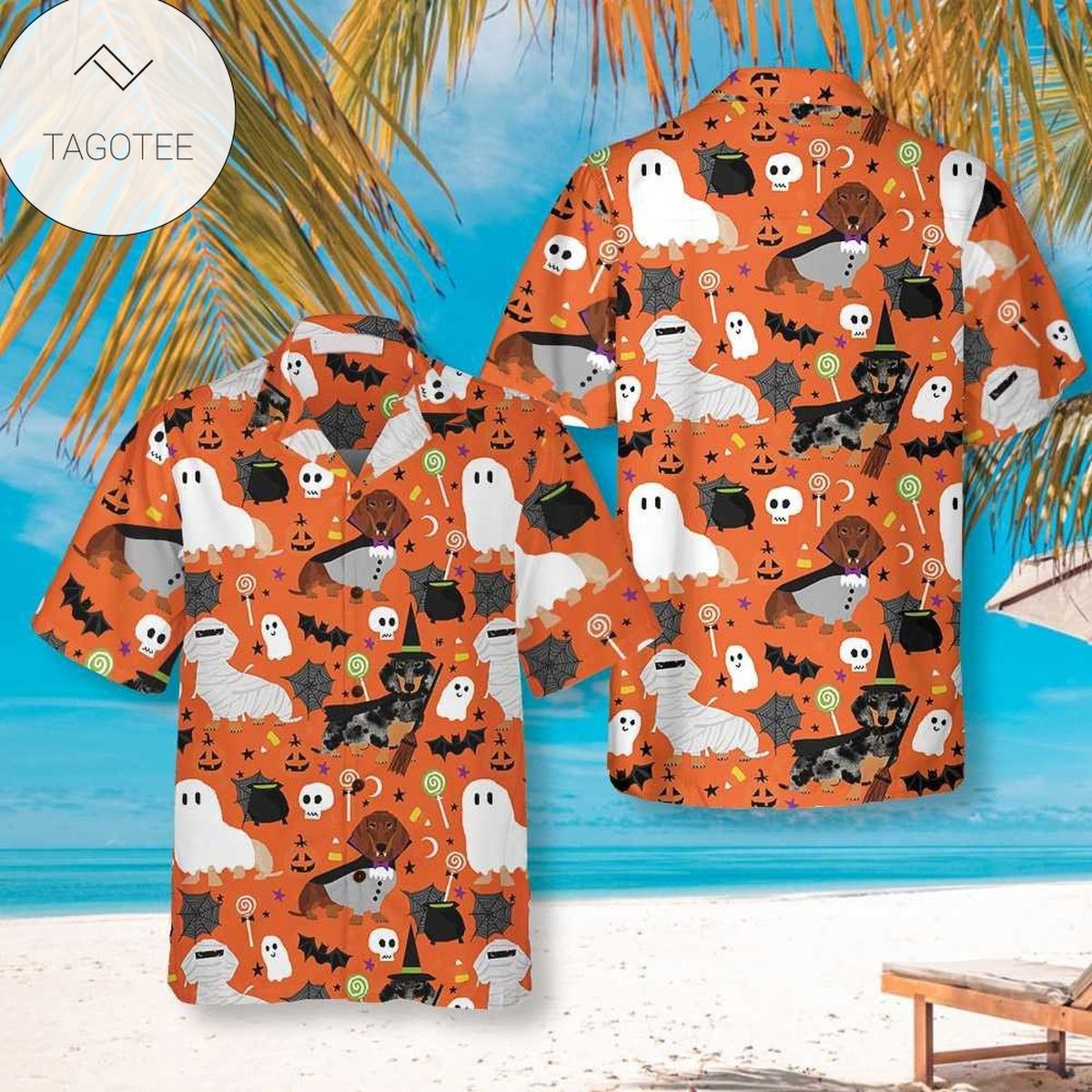 Dachsund Dog Lover 2 Print Short Sleeve Hawaiian Casual Shirt