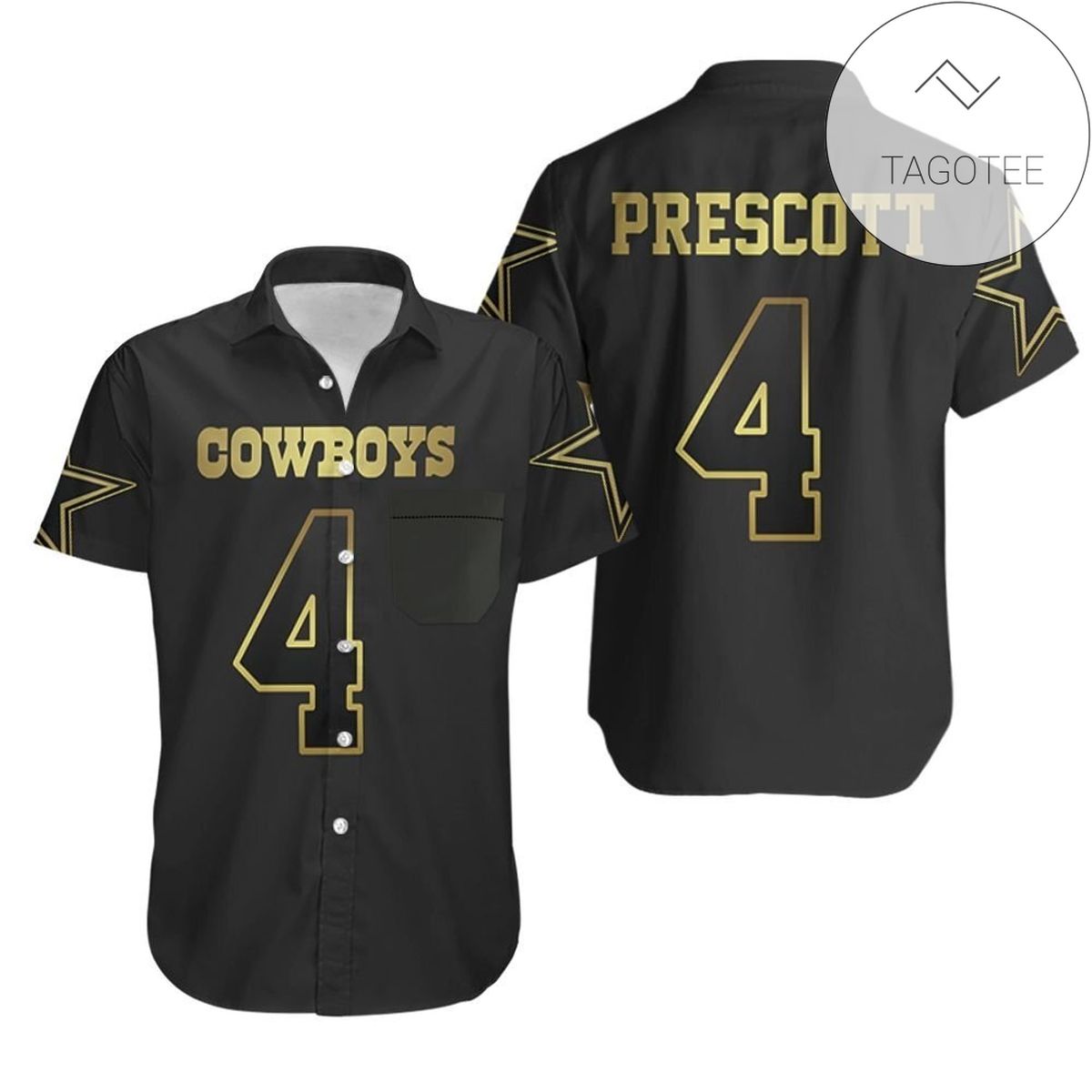 Dallas Cowboys 4 Dak Prescott Black Golden Edition Jersey Inspired Authentic Hawaiian Shirt 2022