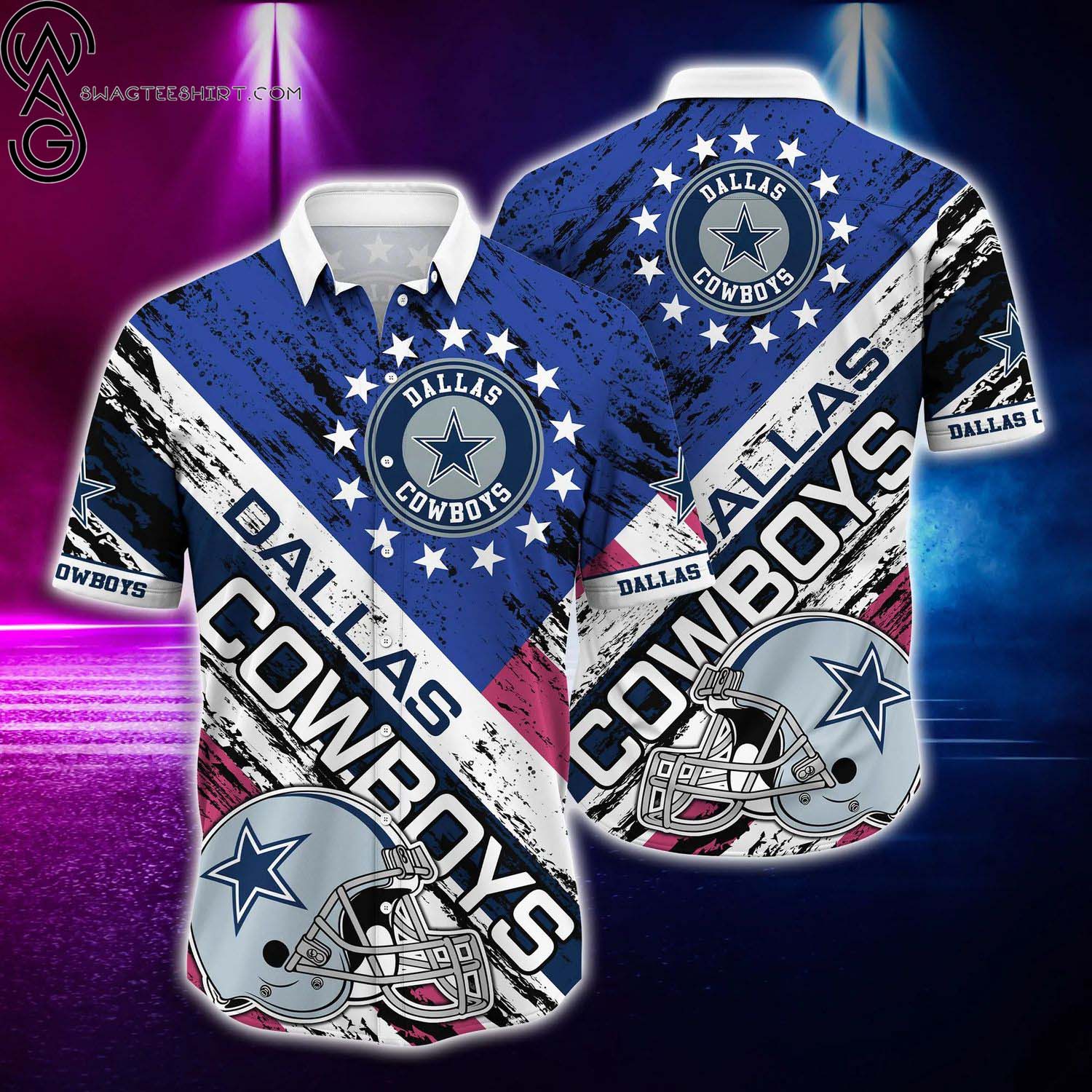 Dallas Cowboys American Flag Skull Summer Aloha Hawaiian Shirt