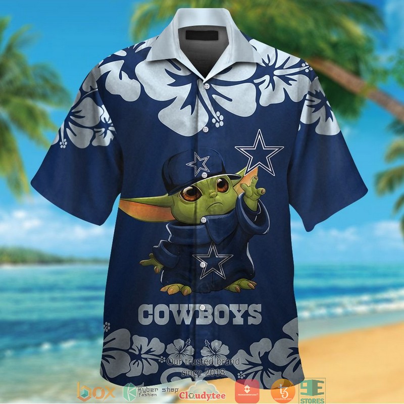 Dallas Cowboys Baby Yoda Hibiscus Hawaiian Shirt, short