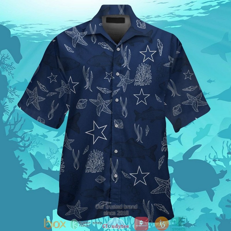 Dallas Cowboys Columbia Rapid Rivers Navy White Hawaiian Shirt