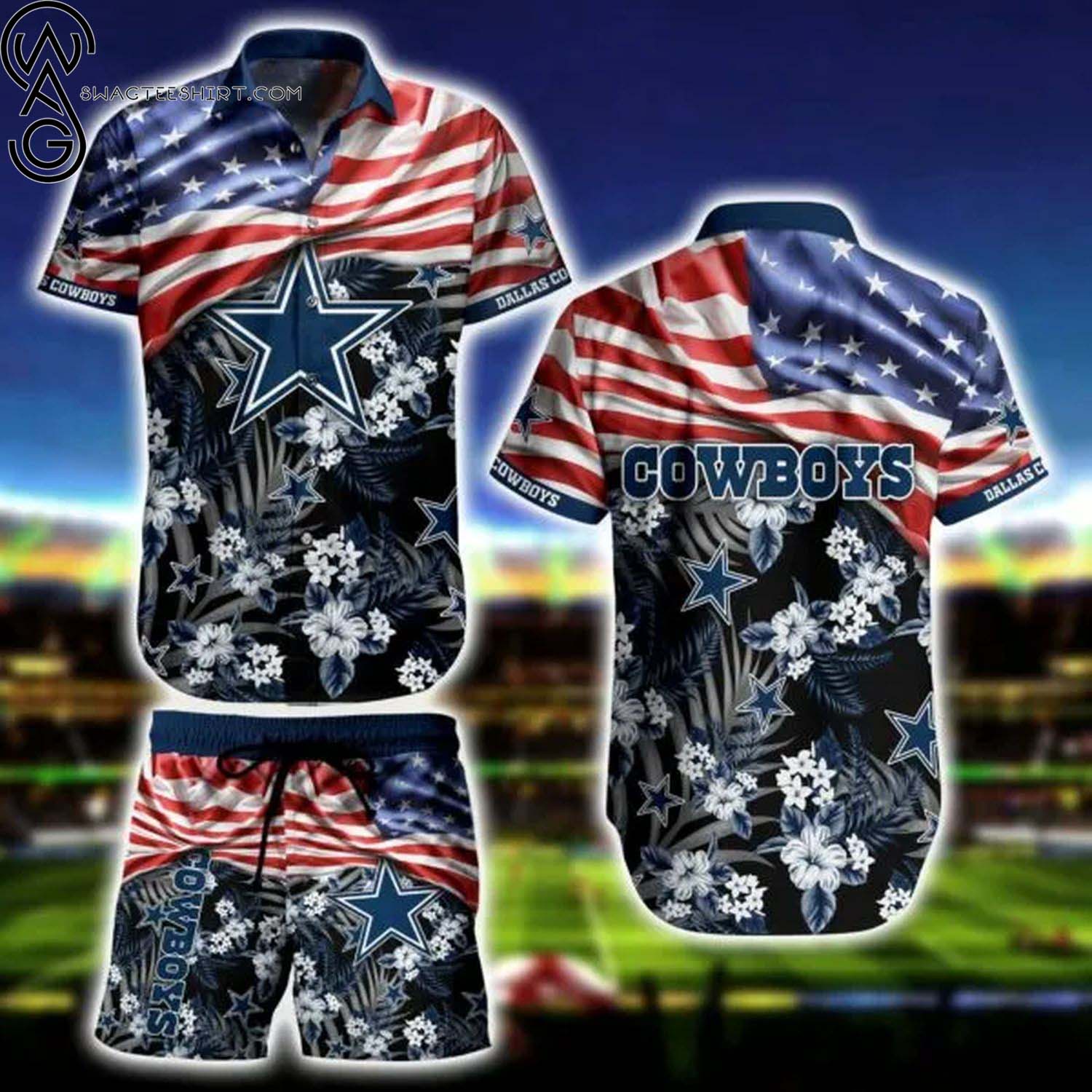 Dallas Cowboys Floral Skull Summer Vibes Hawaiian Shirt