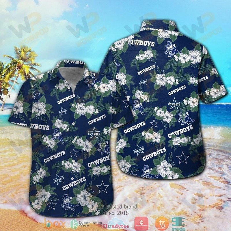 Dallas Cowboys hibiscus flowers pattern Hawaiian Shirt, short