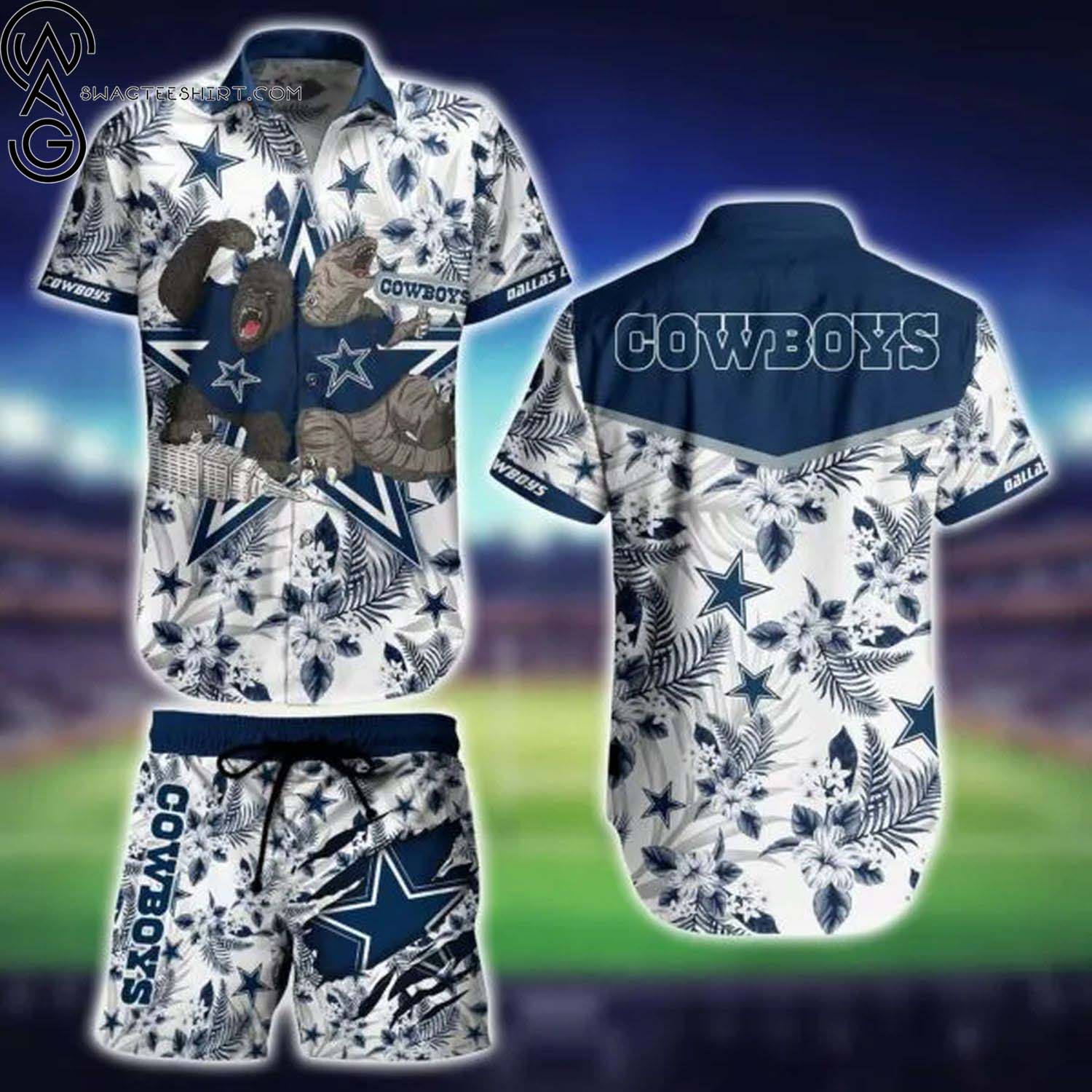 Dallas Cowboys Logo And Floral Summer Aloha Hawaiian Shirt