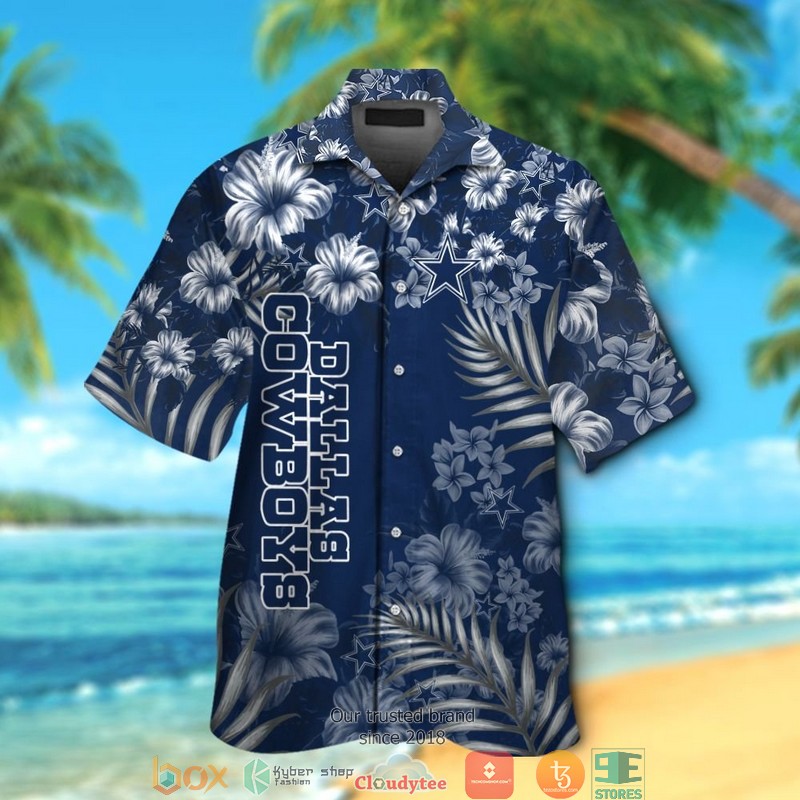 Dallas Cowboys hibiscus flowers pattern Hawaiian Shirt, short