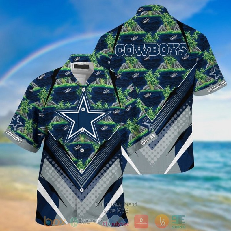 Dallas Cowboys Navy Grey pattern Hawaiian Shirt, short