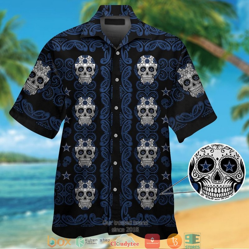 Dallas Cowboys Skull 3d illusion Hawaiian shirt, short