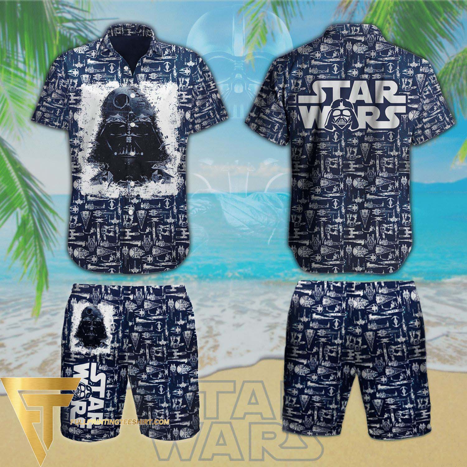 Darth Vader And Pattern All Over Print Summer Aloha Summer Beach Hawaiian Shirt And Beach Shorts