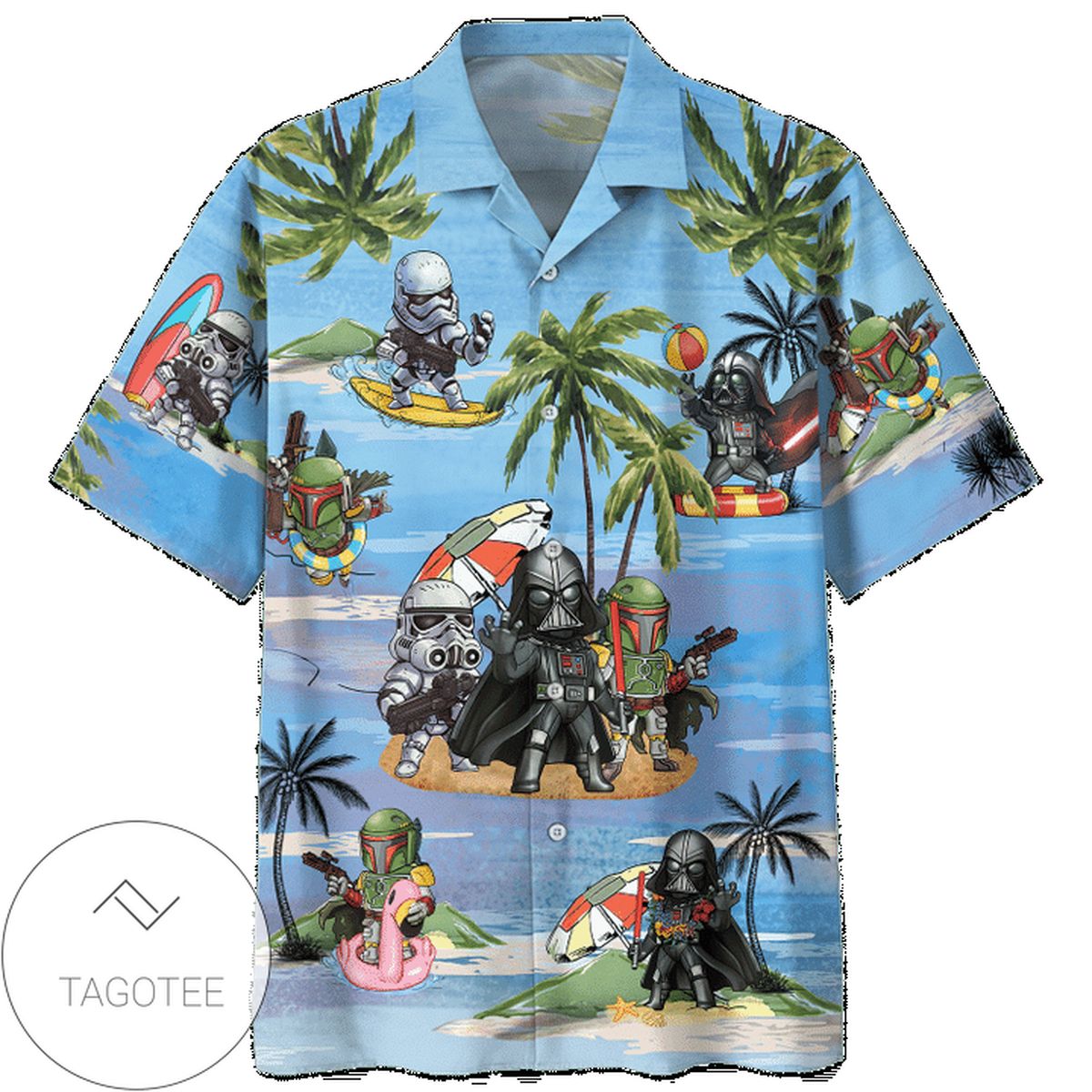 Darth Vader Summer Time 5 Print Short Sleeve Hawaiian Casual Shirt