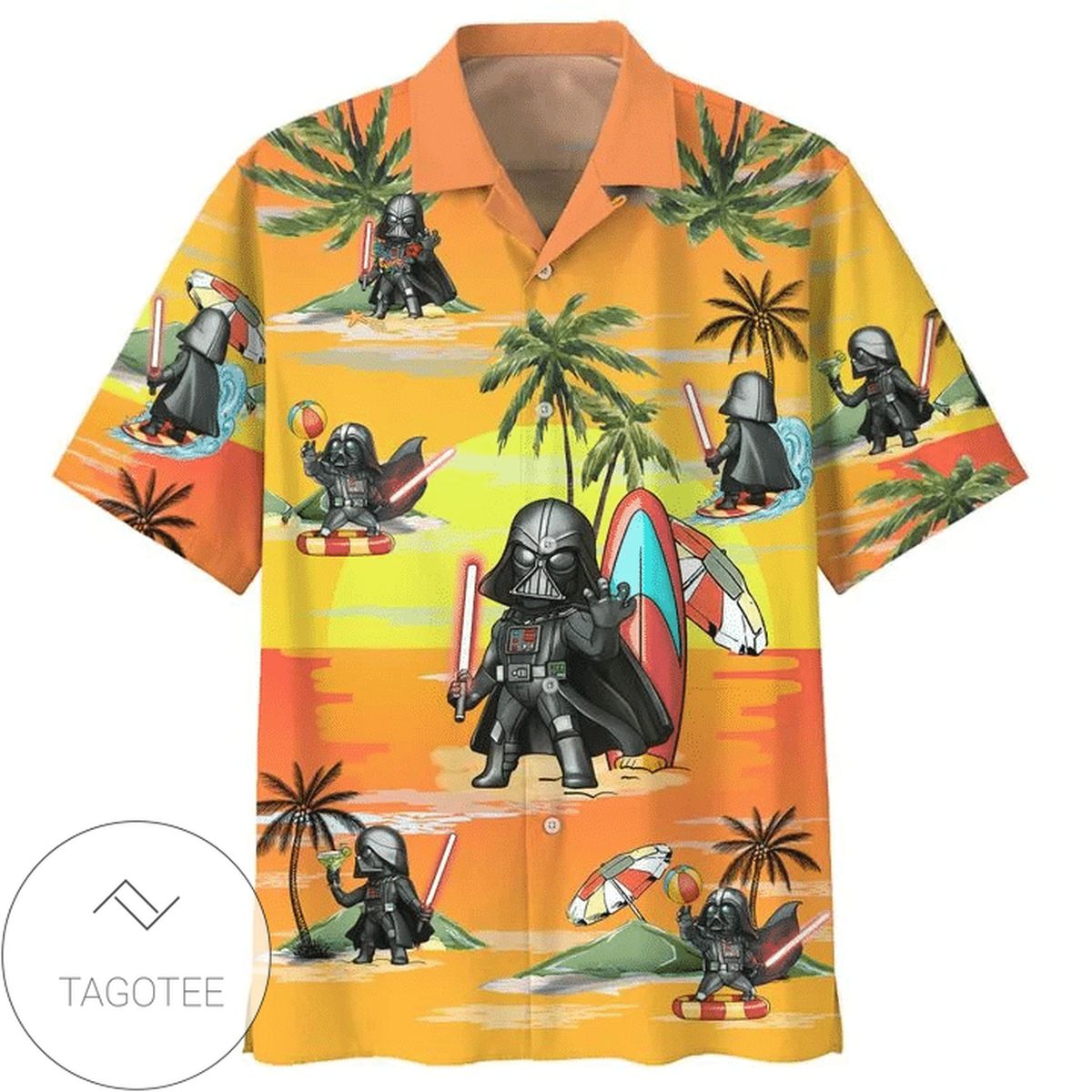 Darth Vader Summer Time 4 Print Short Sleeve Hawaiian Casual Shirt