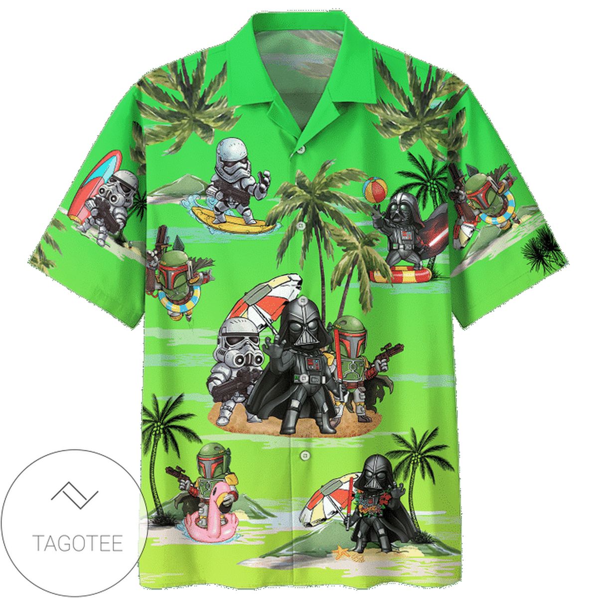 Darth Vader Summer Time 7 Print Short Sleeve Hawaiian Casual Shirt