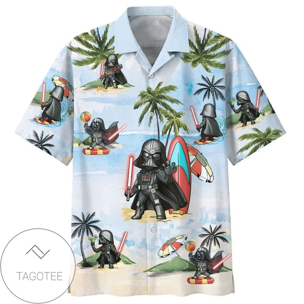 Darth Vader Summer Time Print Short Sleeve Hawaiian Casual Shirt