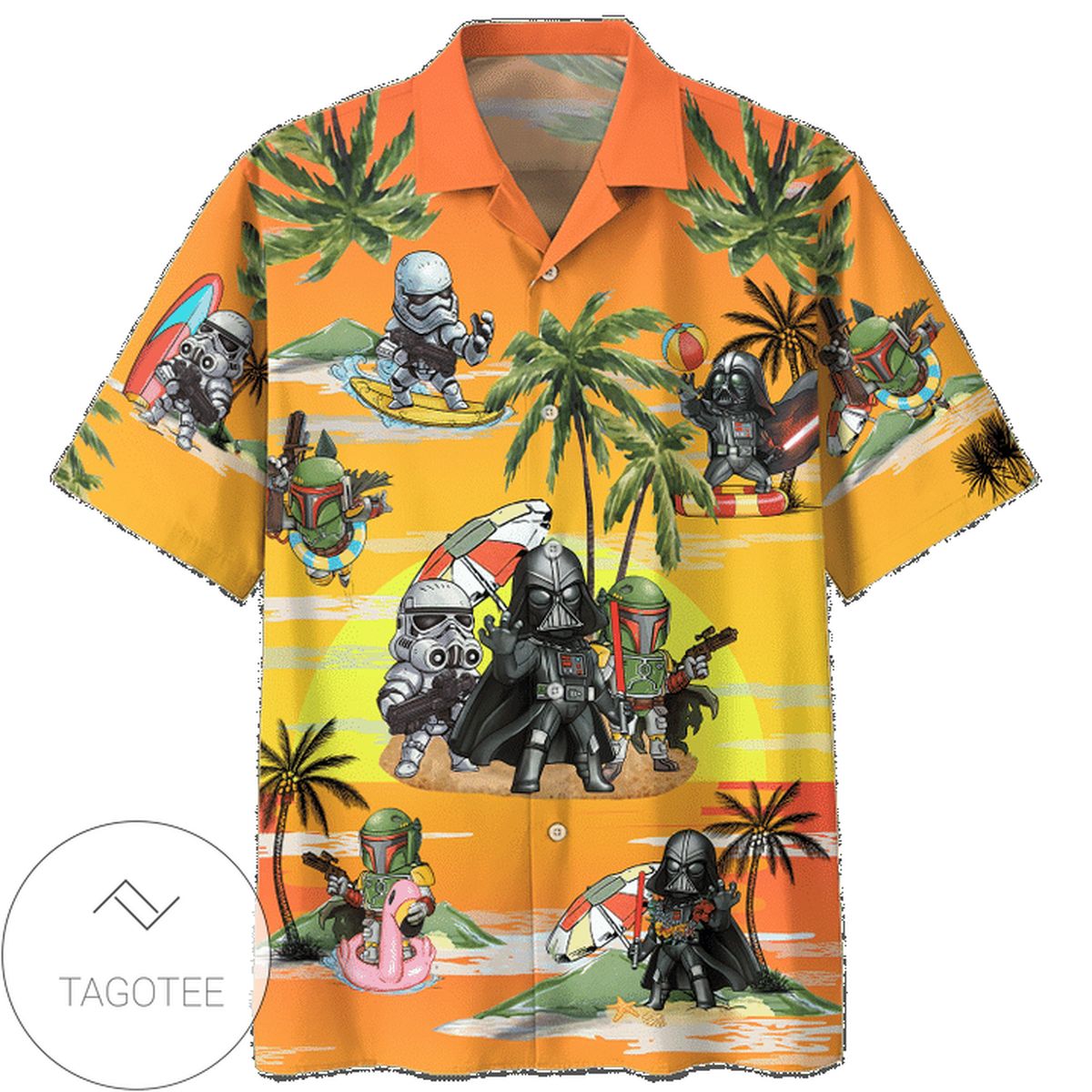 Darth Vader Summer Time 2 Print Short Sleeve Hawaiian Casual Shirt