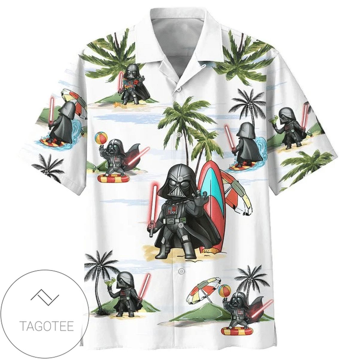 Darth Vader Summer Time Print Short Sleeve Hawaiian Casual Shirt