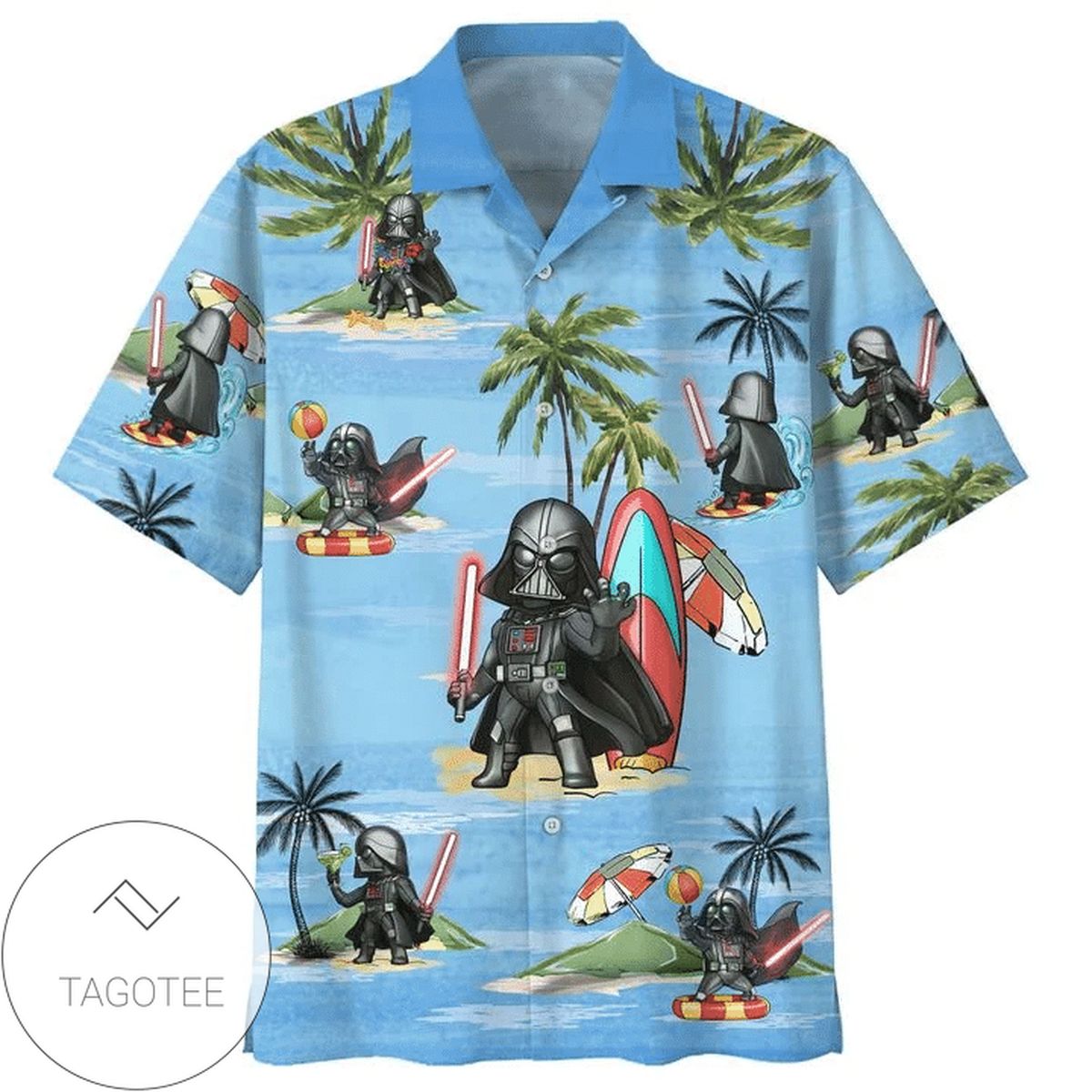 Darth Vader Summer Time 9 Print Short Sleeve Hawaiian Casual Shirt