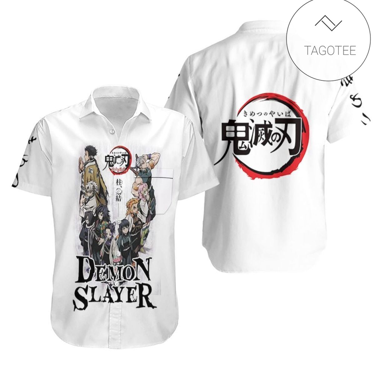 Demon Slayer Hawaii Shirt Kimetsu No Yaiba Hashira And Kisatsutai White Hawaiian Aloha Shirt