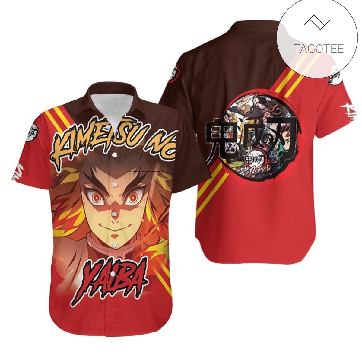 Demon Slayer Hawaii Shirt Rengoku Kyojuro Kimetsu No Yaiba Logo Red Hawaiian Aloha Shirt