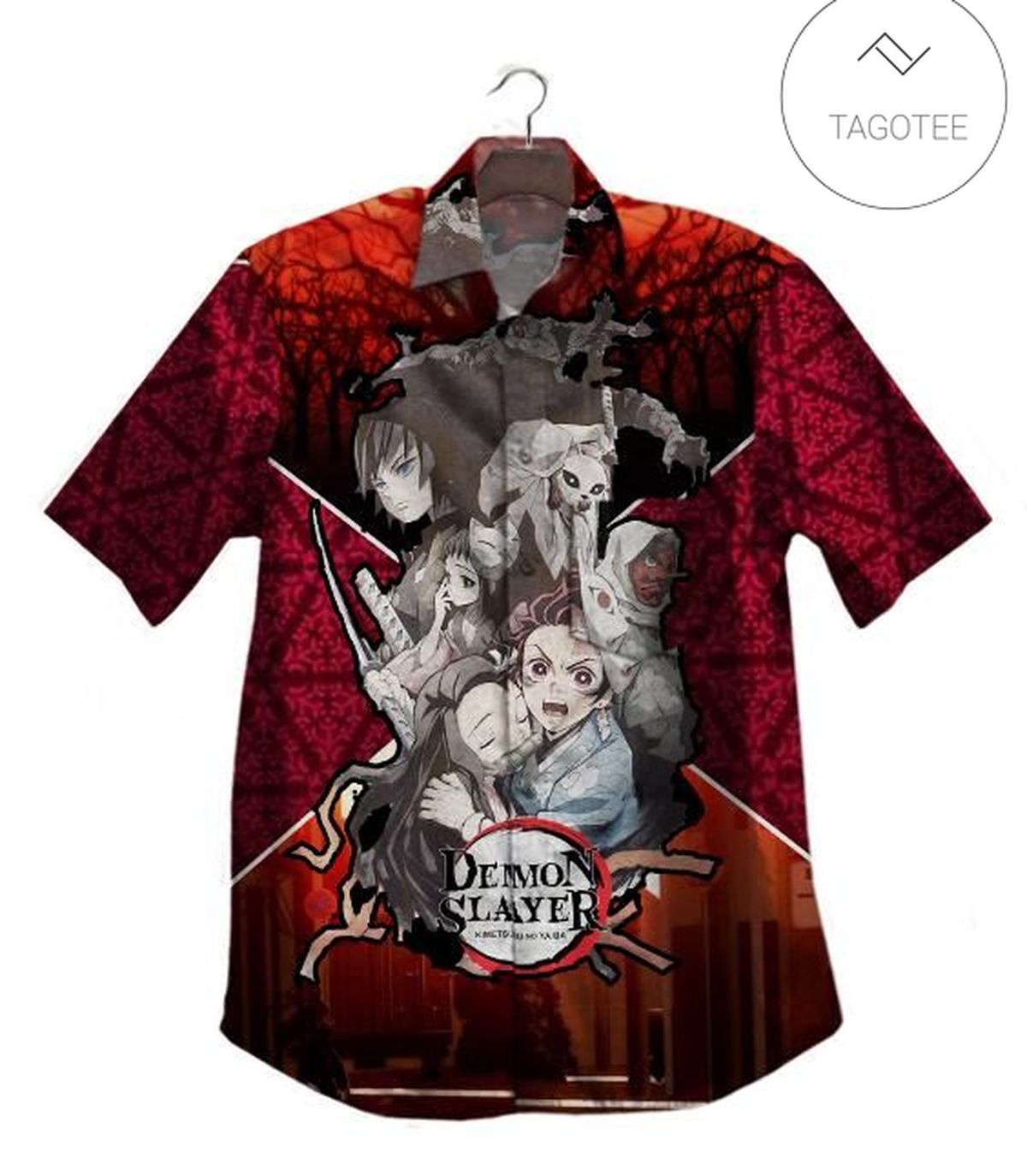 Demon Slayer Hawaii Shirt Tanjiro Zenitsu Inosuke Blue Kimetsu No Yaiba Hawaiian Aloha Shirt Adult Full Print