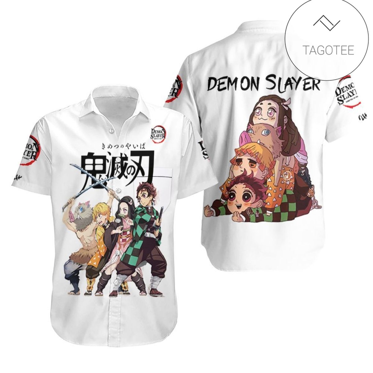 Demon Slayer Hawaii Shirt Tanjiro Nezuko Giyu Tomioka Red Grey Kimetsu No Yaiba Logo Hawaiian Aloha Shirt