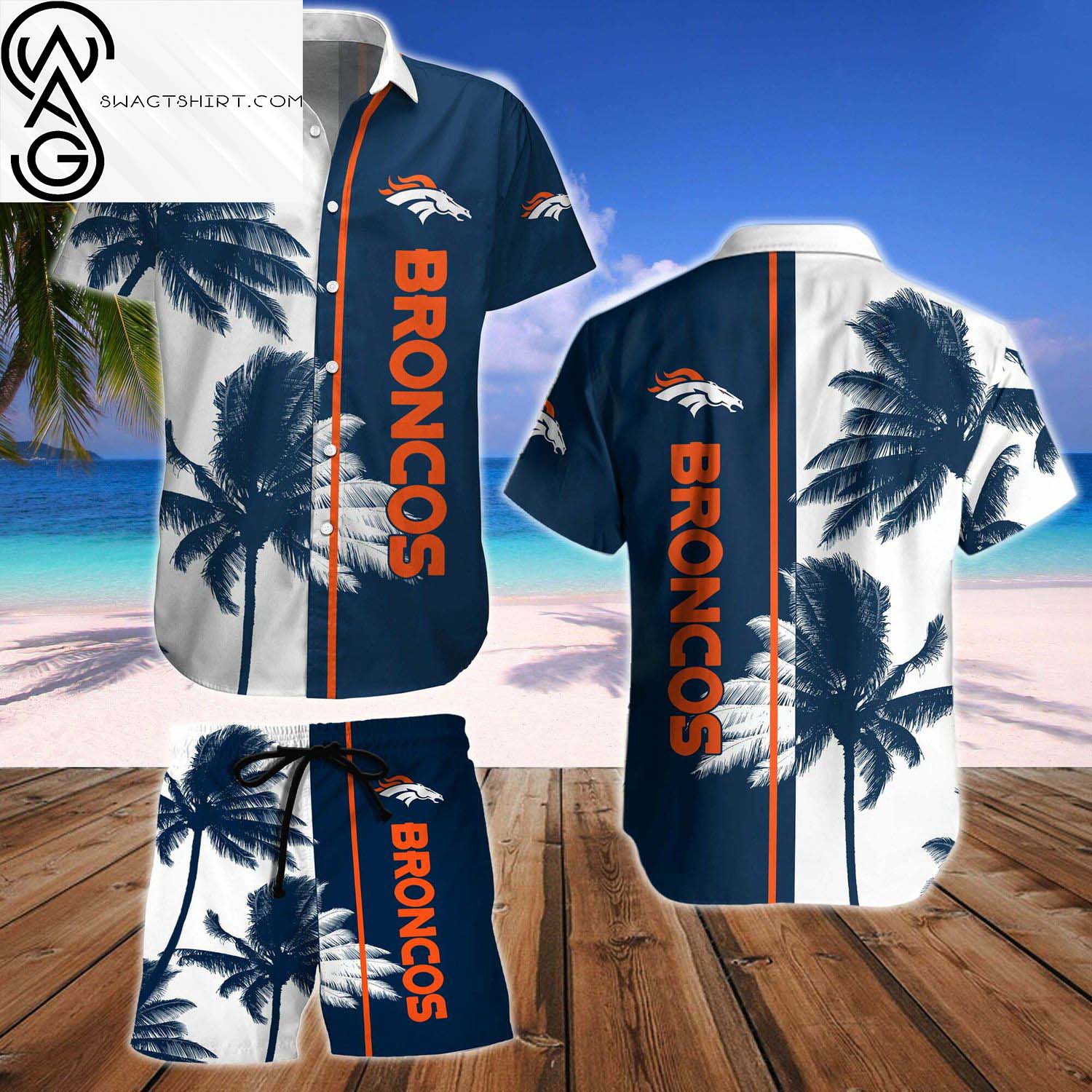 Denver Broncos All Over Print Hawaiian Shirt And Beach Shorts