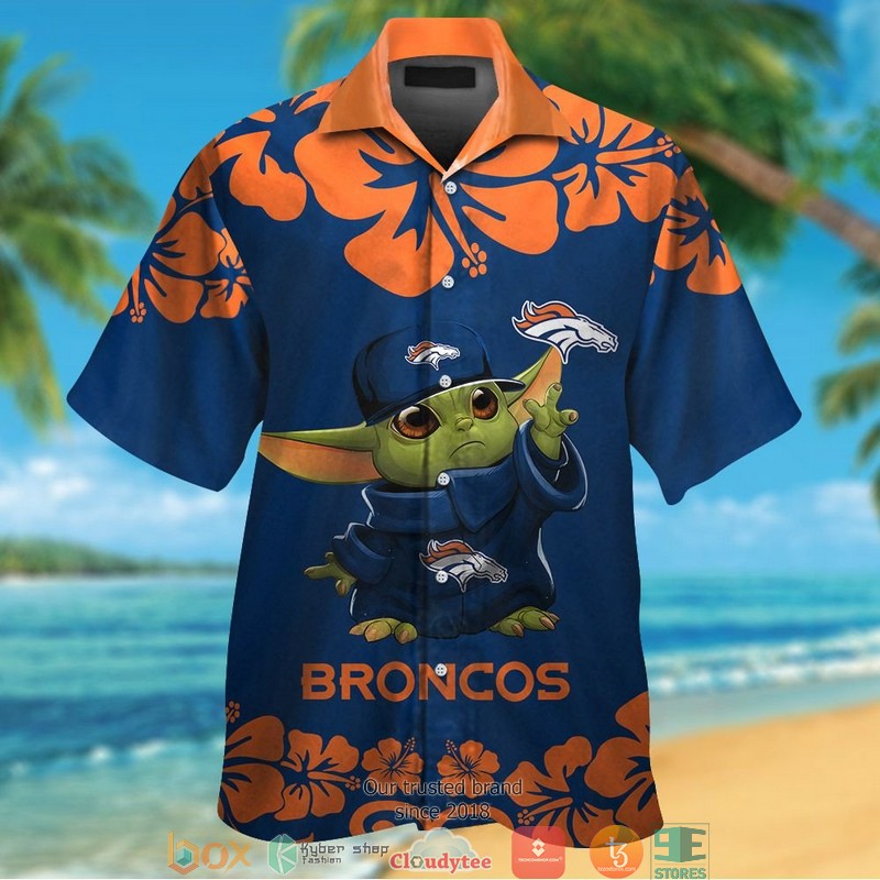 Denver Broncos Baby Yoda Ocean Hawaiian Shirt