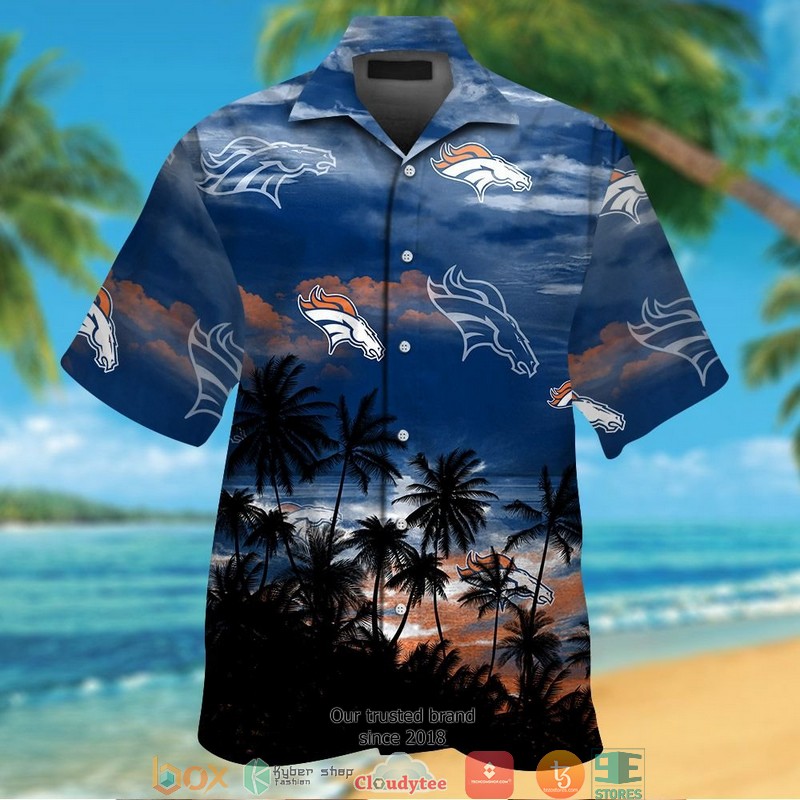 Denver Broncos backbone hibiscus Hawaiian Shirt, short