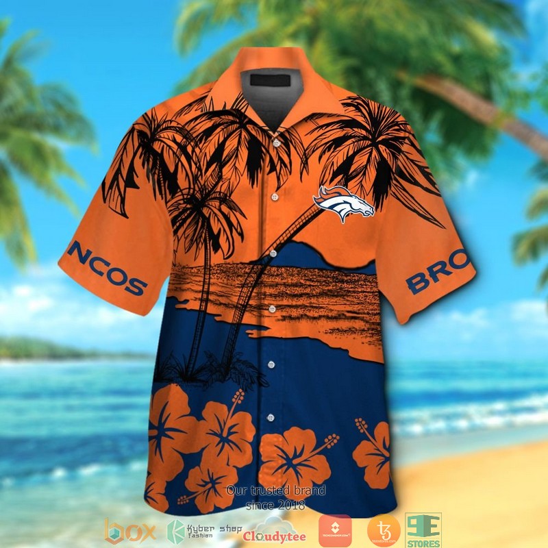 Denver Broncos coconut island night moon Hawaiian Shirt, short