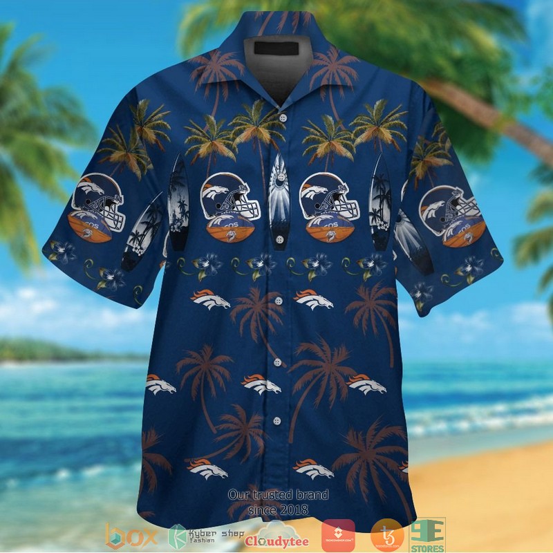 Denver Broncos coconut island Orange Blue Hawaiian Shirt, short