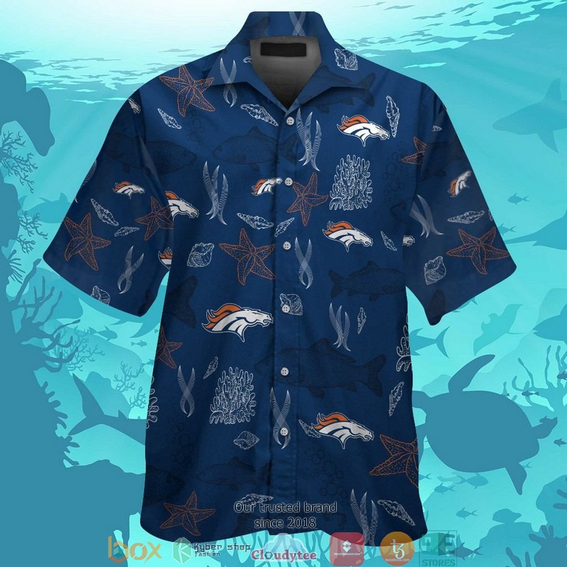 Denver Broncos fish pineapple pattern Hawaiian Shirt, short