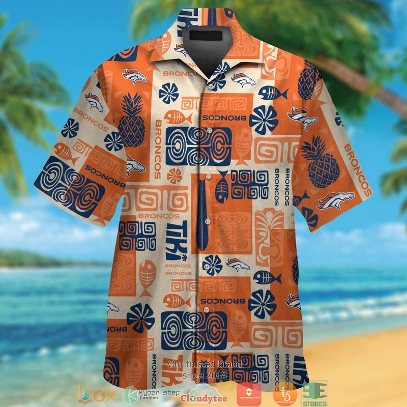 Denver Broncos fish ocean pattern Hawaiian Shirt, short