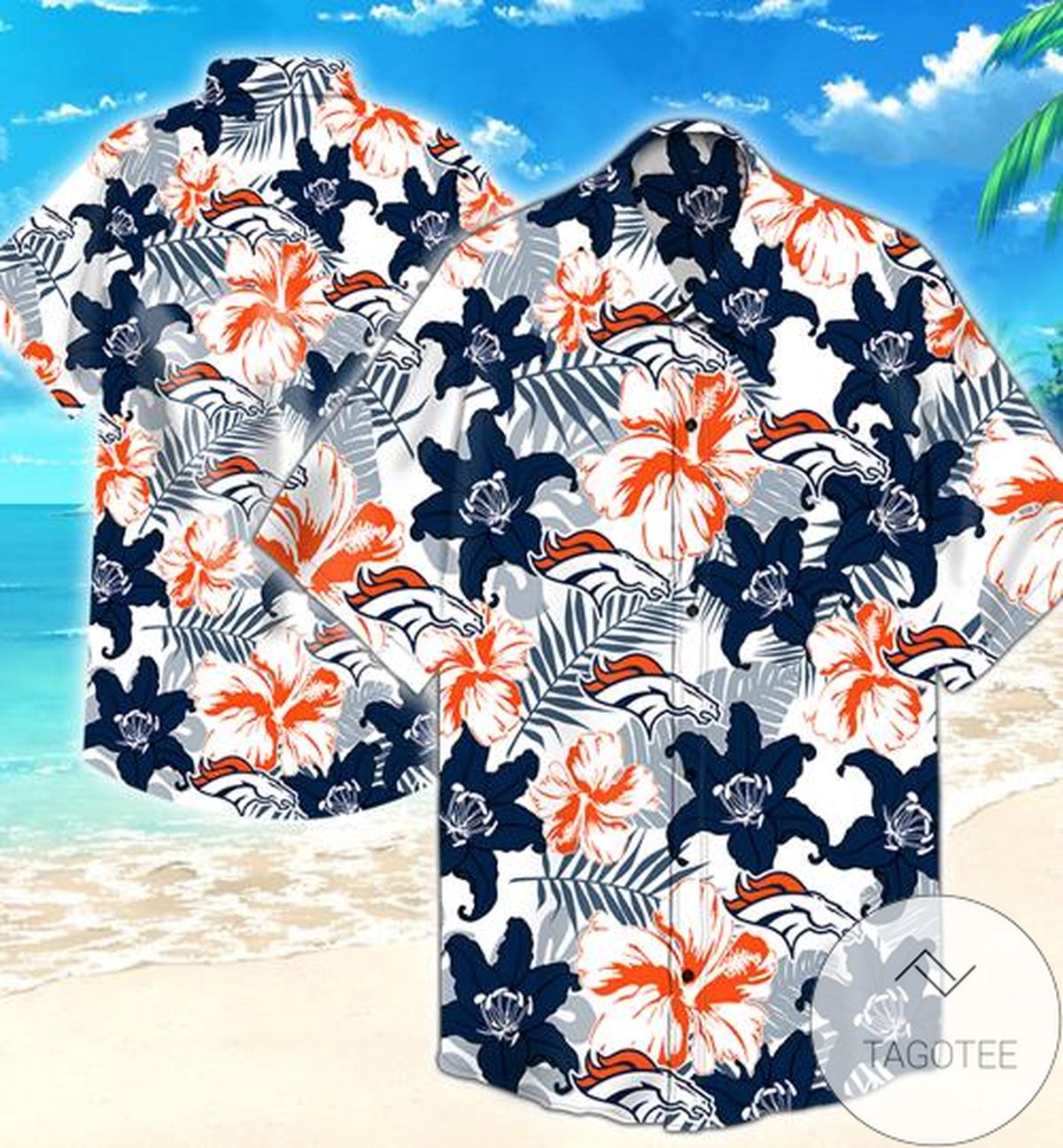 Denver Broncos Authentic Hawaiian Shirt 2022 Tropical Flower Short Sleeve Slim Fit Body