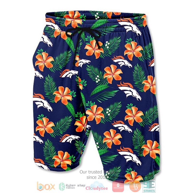 Denver Broncos Hibiscus flower pattern Hawaiian Shirt, short