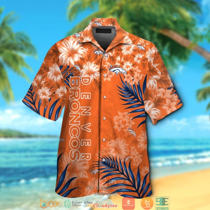 Denver Broncos Hibiscus leaf pattern Hawaiian Shirt, short