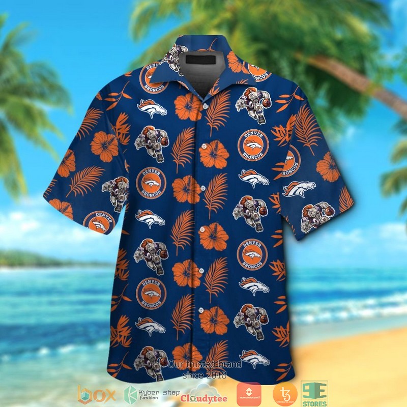 Denver Broncos Hibiscus Hawaiian Shorts