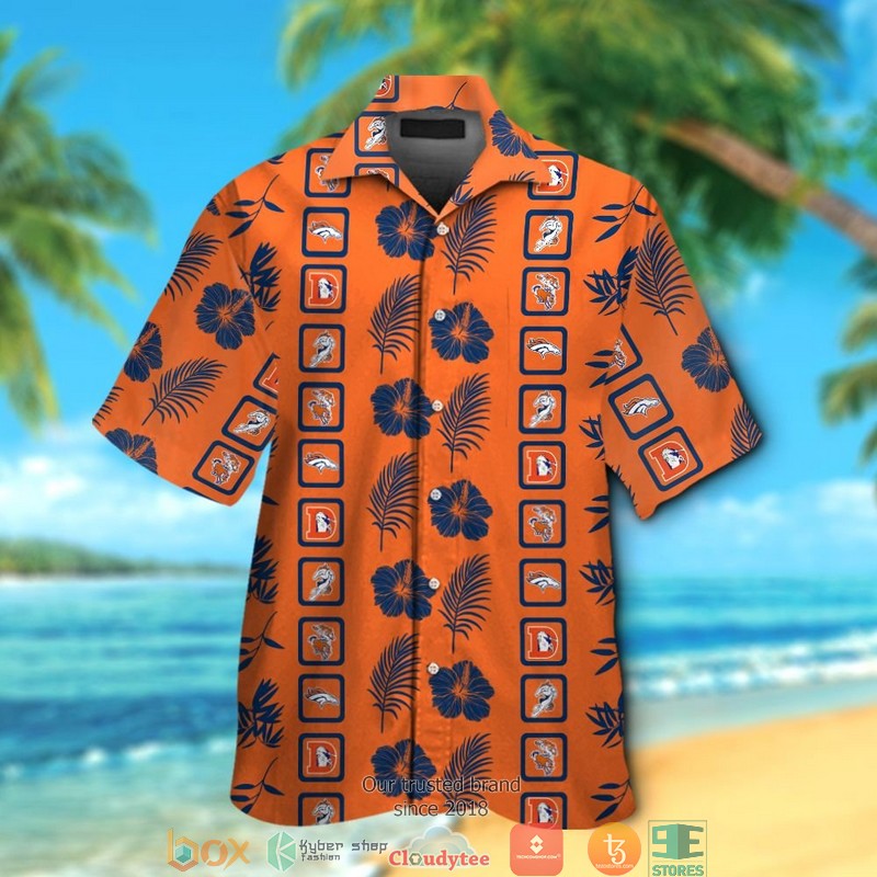 Denver Broncos Hibiscus Pineapple Hawaiian Shirt, short