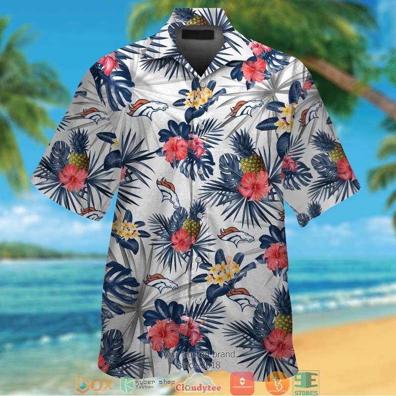 Denver Broncos Hibiscus leaf Hawaiian Shirt, short