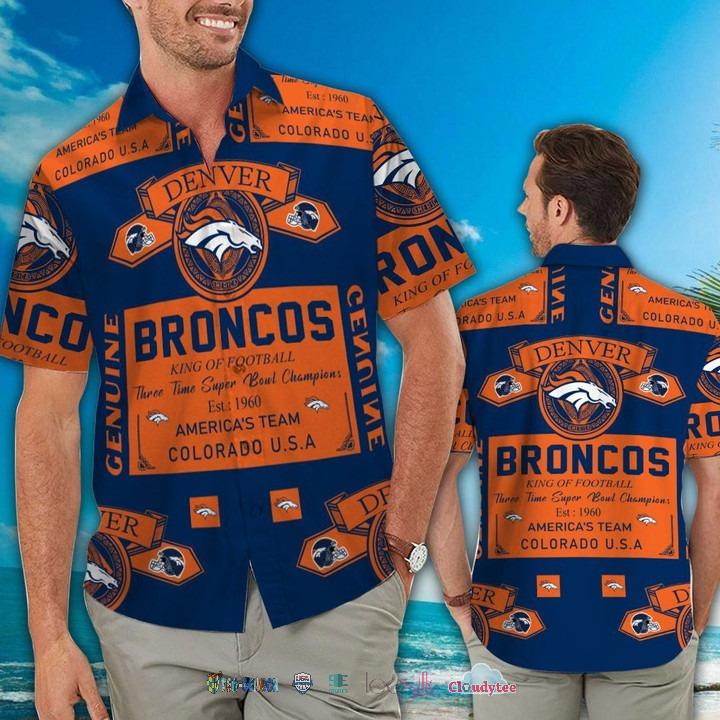 Denver Broncos Ocean Fishes Hawaiian Shirt Beach Short