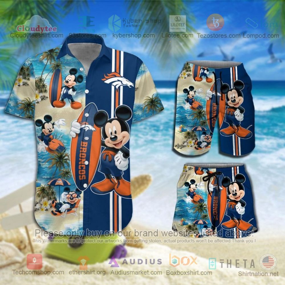 Denver Broncos Mickey Mouse NFL Hawaiian Shirt, Short