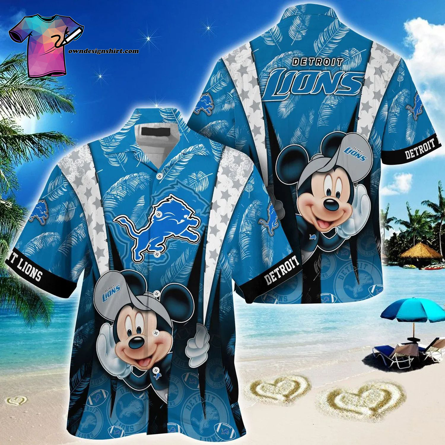 Detroit Lions All Over Print Hawaiian Shirt And Beach Shorts