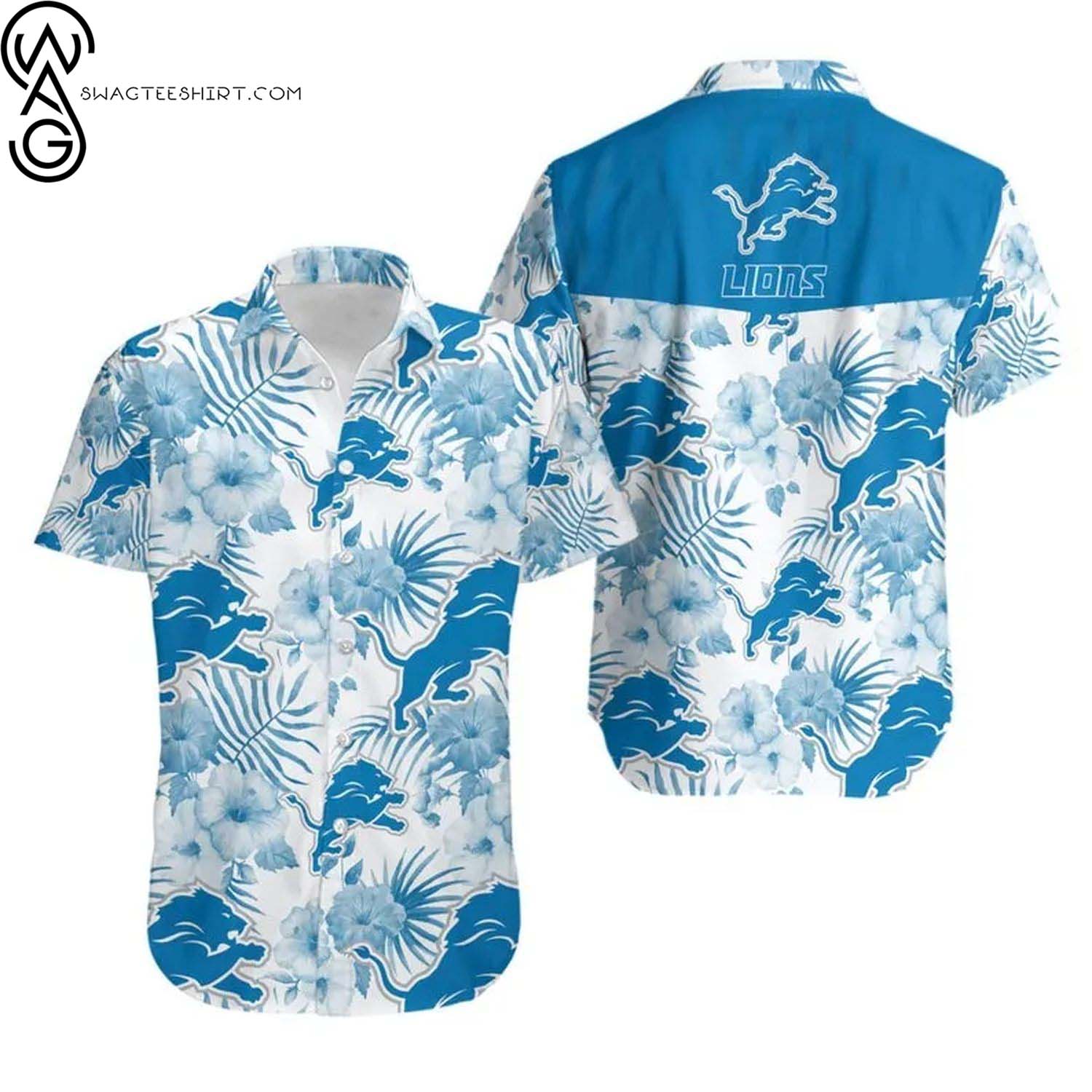 Detroit Lions Floral Tropical Summer Aloha Hawaiian Shirt