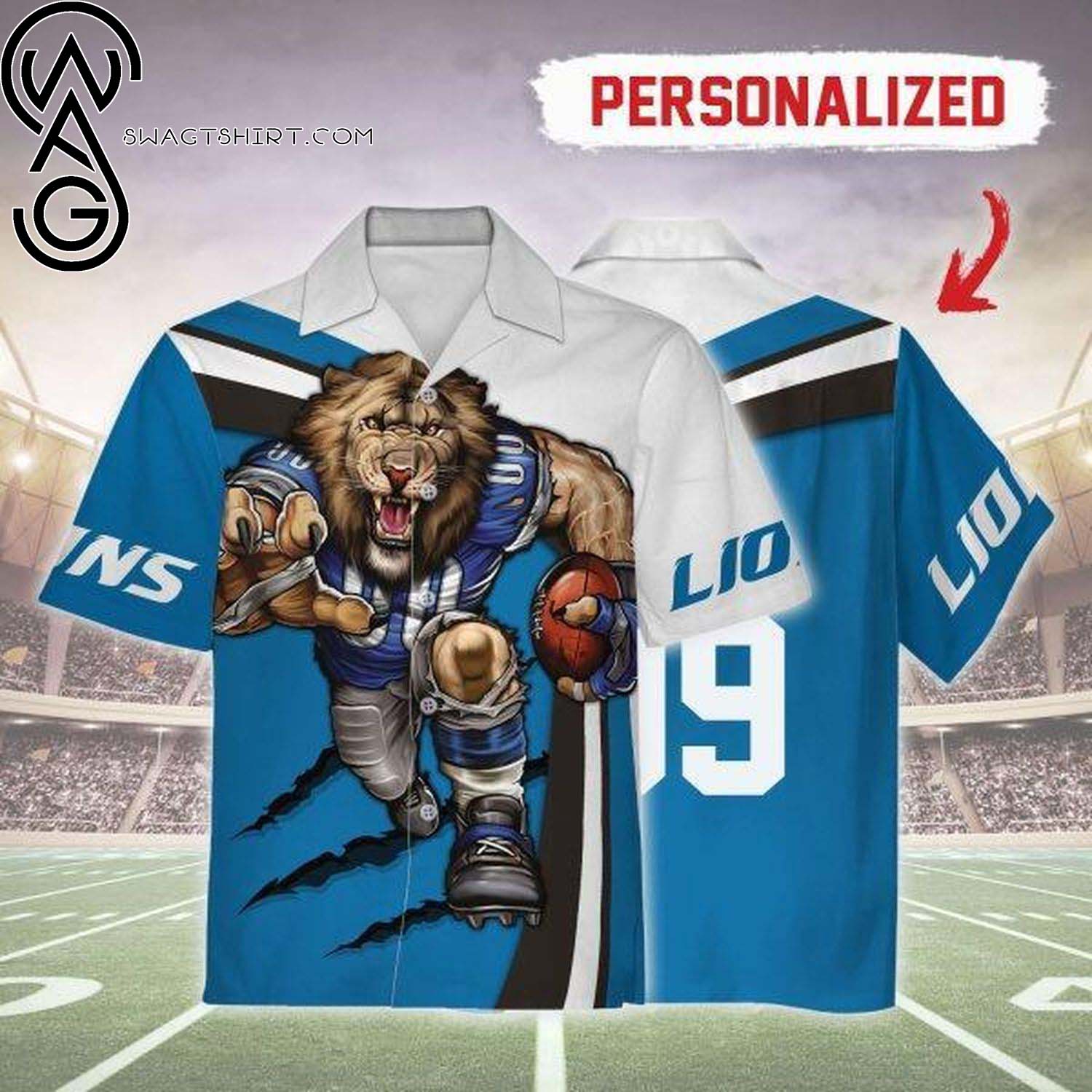 Detroit Lions Football Team Full Printing Hawaiian Shirt