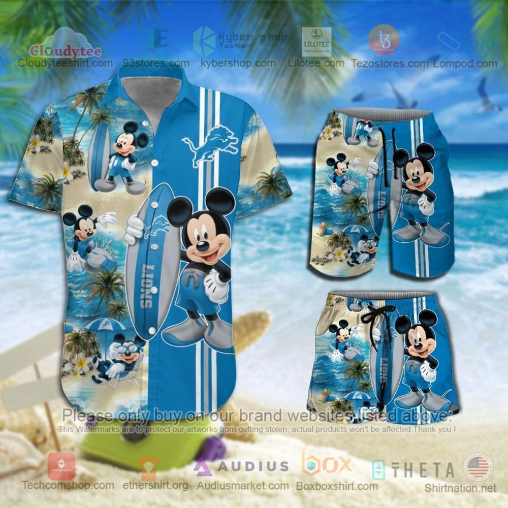 Detroit Lions Mickey Mouse NFL Hawaiian Shirt, Short