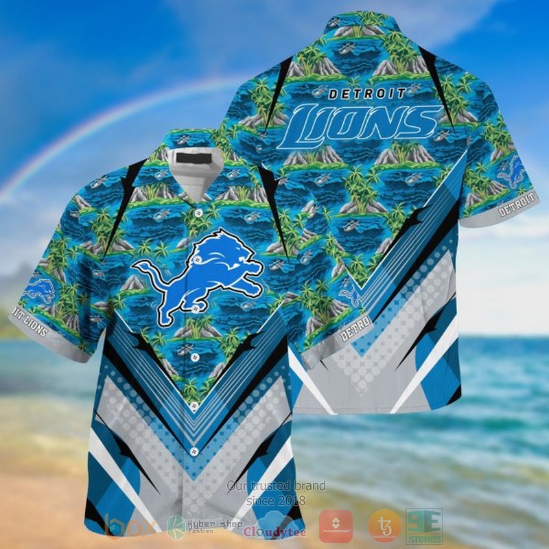 Detroit Lions Hibiscus Hawaiian Shorts