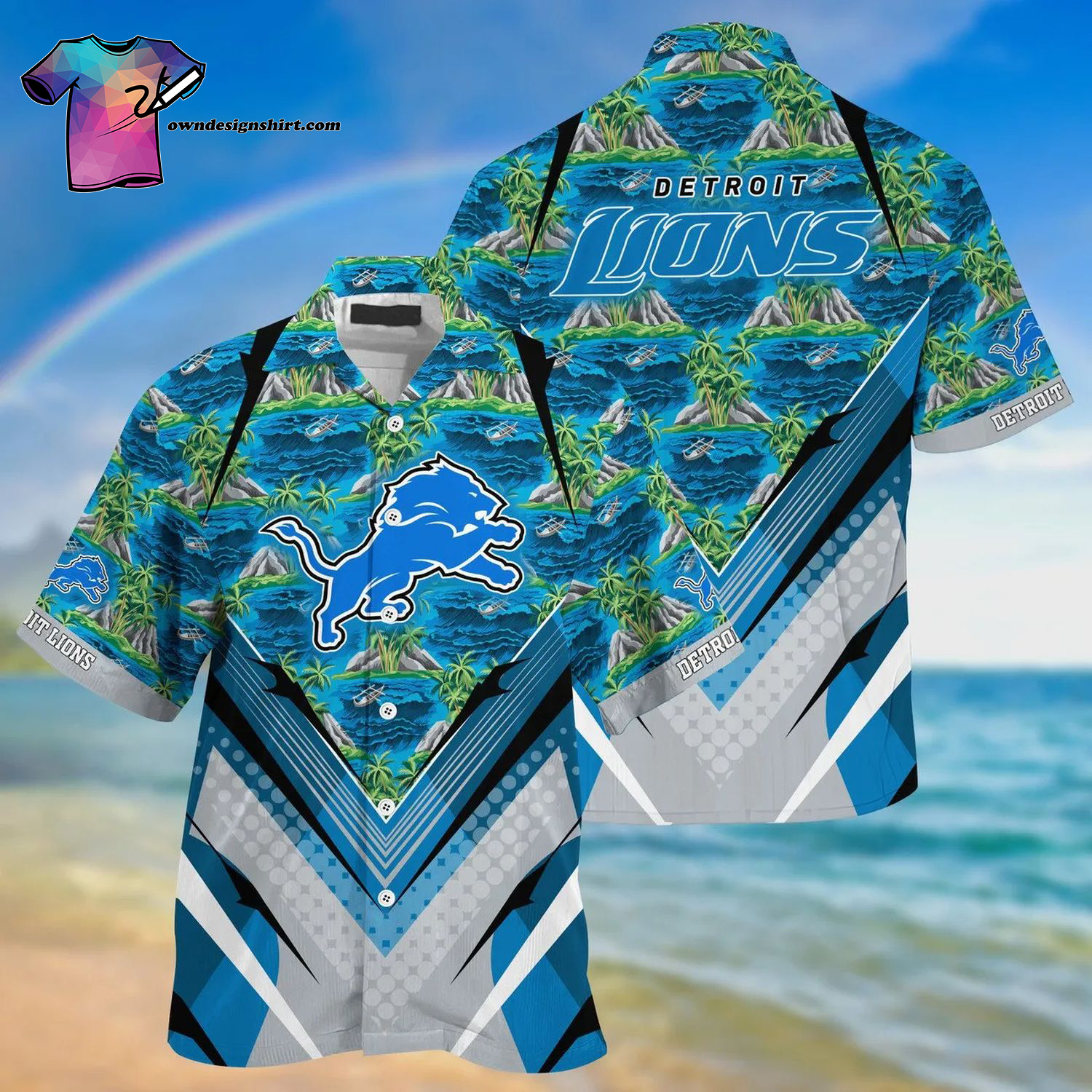 Detroit Lions Tropical Symbol Summer Vibes Hawaiian Shirt