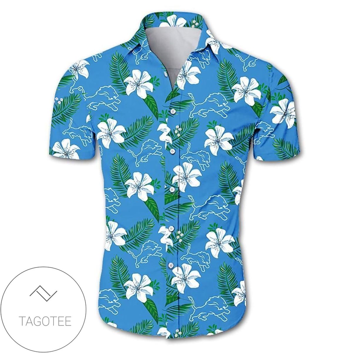 Detroit Lions Authentic Hawaiian Shirt 2022 Tropical Flower Short Sleeve Slim Fit Body-nfl