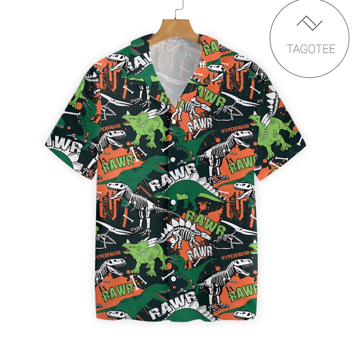 Dinosaur Hawaii For Men And Women Graphic Print Short Sleeve Hawaiian Casual Shirt