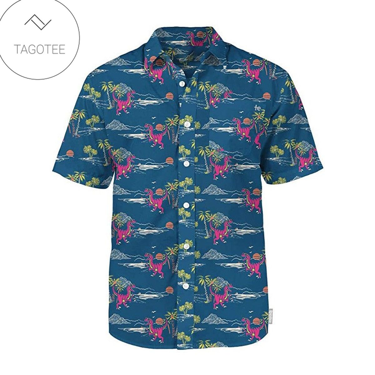 Dinosaur Hawaii Shirt Jesus Riding Dinosaur Pattern Orange Hawaii Aloha Shirt