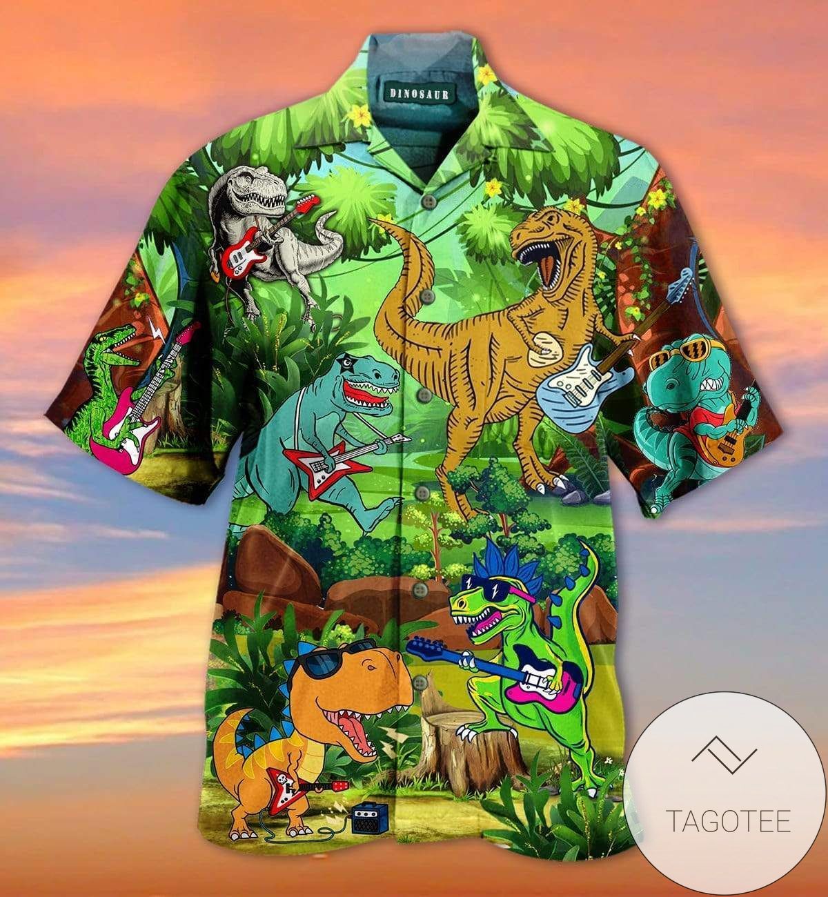 Dinosaur Rawr Green Unisex Hawaiian Shirts