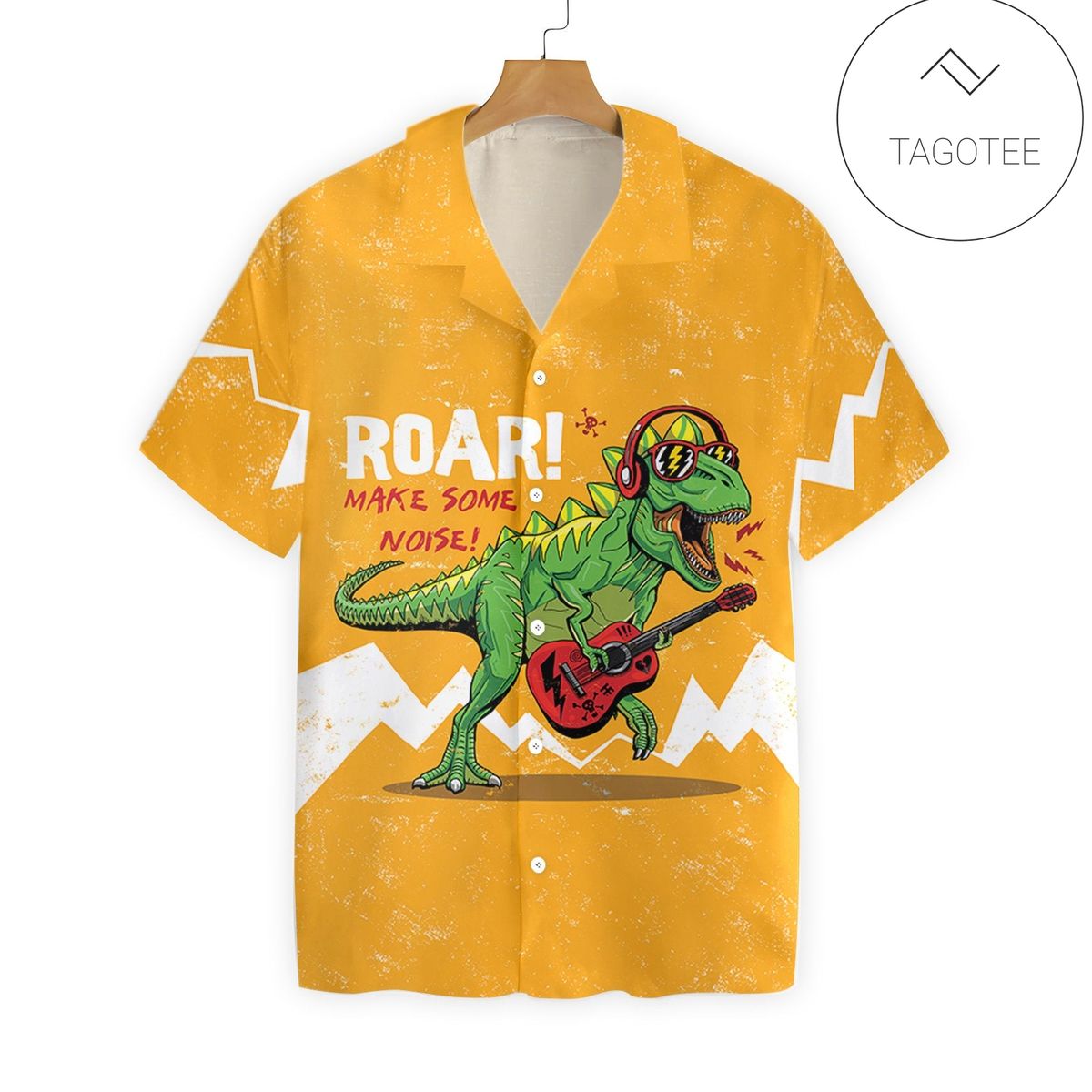 Dinosaur T Rex Hawaiian Graphic Print Short Sleeve Hawaiian Casual Shirt