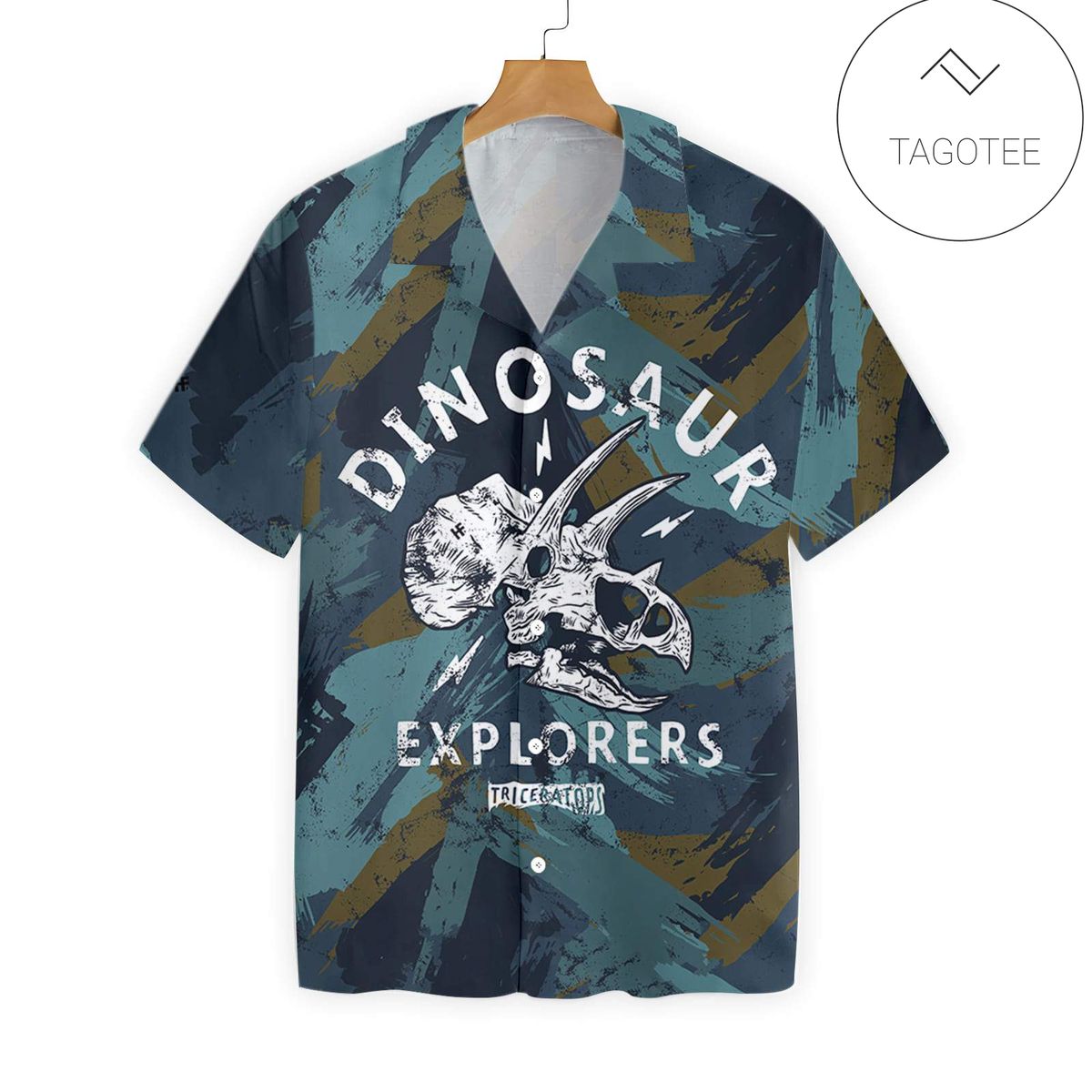 Dinosaur World Hawaiian Graphic Print Short Sleeve Hawaiian Casual Shirt